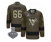 Men's Reebok Pittsburgh Penguins #66 Mario Lemieux Authentic Green Salute to Service 2017 Stanley Cup Final NHL Jersey