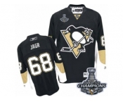 Men's Reebok Pittsburgh Penguins #68 Jaromir Jagr Premier Black Home 2017 Stanley Cup Champions NHL Jersey