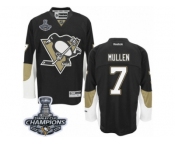 Men's Reebok Pittsburgh Penguins #7 Joe Mullen Authentic Black Home 2017 Stanley Cup Champions NHL Jersey