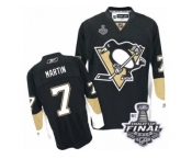 Men's Reebok Pittsburgh Penguins #7 Paul Martin Authentic Black Home 2017 Stanley Cup Final NHL Jersey
