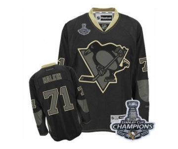 Men's Reebok Pittsburgh Penguins #71 Evgeni Malkin Premier Black Ice 2017 Stanley Cup Champions NHL Jersey