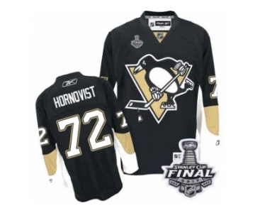 Men's Reebok Pittsburgh Penguins #72 Patric Hornqvist Authentic Black Home 2017 Stanley Cup Final NHL Jersey