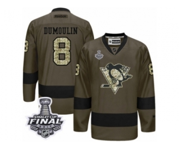 Men's Reebok Pittsburgh Penguins #8 Brian Dumoulin Premier Green Salute to Service 2017 Stanley Cup Final NHL Jersey