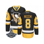 Men's Reebok Pittsburgh Penguins #8 Mark Recchi Premier Black Gold Third 2017 Stanley Cup Champions NHL Jersey