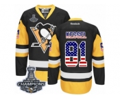 Men's Reebok Pittsburgh Penguins #81 Phil Kessel Premier Black Gold USA Flag Fashion 2017 Stanley Cup Champions NHL Jersey