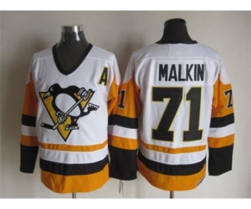 NHL Pittsburgh Penguins #71 Evgeni Malkin Throwback white-yellow jersey