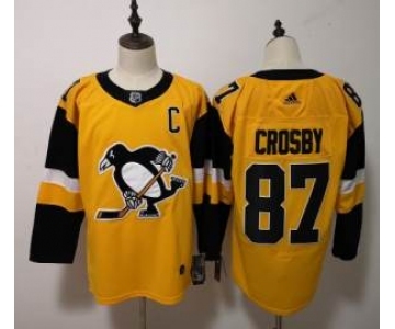 Penguins #87 Sidney Crosby Yellow Alternate Stitched Hockey Jersey