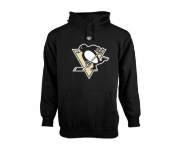 Pittsburgh Penguins Old Time Hockey Black Big Logo with Crest Pullover Hoodie