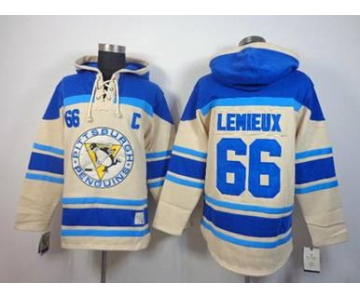 nhl jerseys pittsburgh penguins #66 lemieux blue-cream[pullover hooded sweatshirt][patch C]