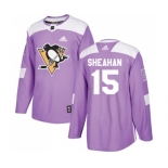 Youth Adidas Pittsburgh Penguins #15 Riley Sheahan Authentic Purple Fights Cancer Practice NHL Jersey