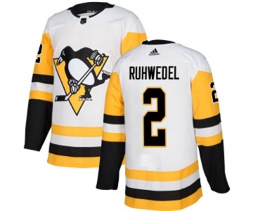 Youth Adidas Pittsburgh Penguins #2 Chad Ruhwedel Authentic White Away NHL Jersey