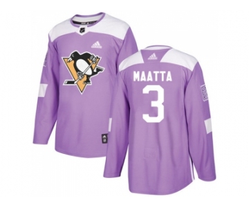 Youth Adidas Pittsburgh Penguins #3 Olli Maatta Purple Authentic Fights Cancer Stitched NHL Jersey
