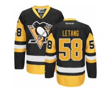 Youth Reebok Pittsburgh Penguins #58 Kris Letang Premier Black Gold Third NHL Jersey