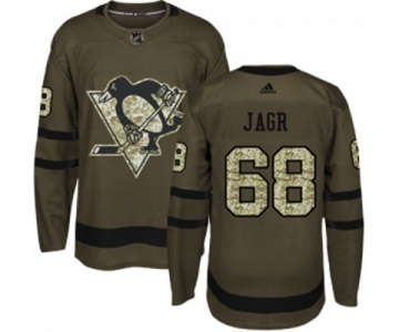 Youth Reebok Pittsburgh Penguins #68 Jaromir Jagr Authentic Green Salute to Service NHL Jersey