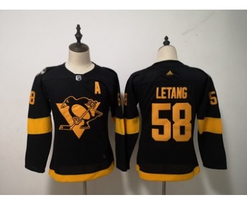 Penguins #58 Kris Letang Black Women 2019 NHL Stadium Series Adidas Jersey