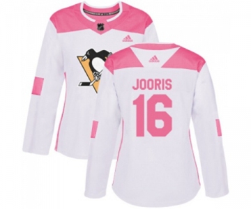 Women Adidas Pittsburgh Penguins #16 Josh Jooris Authentic White Pink Fashion NHL Jersey