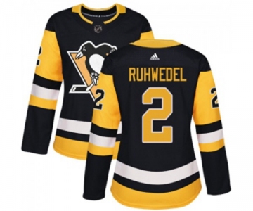Women Adidas Pittsburgh Penguins #2 Chad Ruhwedel Authentic Black Home NHL Jersey