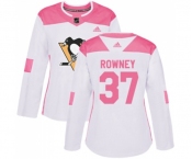 Women Adidas Pittsburgh Penguins #37 Carter Rowney Authentic White Pink Fashion NHL Jersey