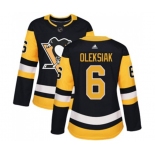 Women Adidas Pittsburgh Penguins #6 Jamie Oleksiak Authentic Black Home NHL Jersey