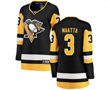 Women Pittsburgh Penguins #3 Olli Maatta Fanatics Branded Black Home Breakaway NHL Jersey