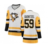 Women Pittsburgh Penguins #59 Jake Guentzel Authentic White Away Fanatics Branded Breakaway NHL Jersey
