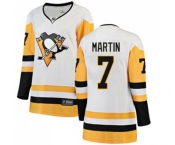 Women Pittsburgh Penguins #7 Paul Martin Authentic White Away Fanatics Branded Breakaway NHL Jersey