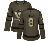 Women Reebok Pittsburgh Penguins #8 Mark Recchi Authentic Green Salute to Service NHL Jersey