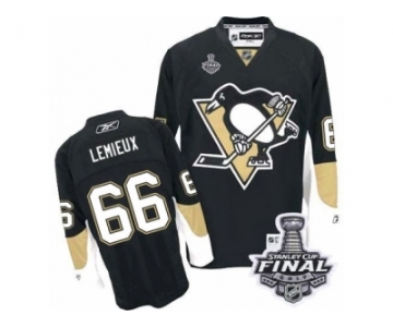 Women's Reebok Pittsburgh Penguins #66 Mario Lemieux Authentic Black Home 2017 Stanley Cup Final NHL Jersey