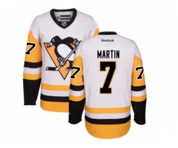 Women's Reebok Pittsburgh Penguins #7 Paul Martin Premier White Away NHL Jersey