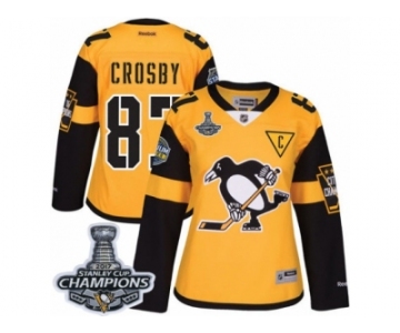 Women's Reebok Pittsburgh Penguins #87 Sidney Crosby Premier Gold 2017 Stadium Series 2017 Stanley Cup Champions NHL Jersey