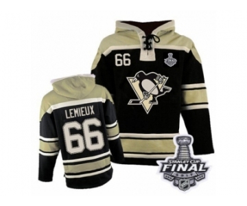 Men's Old Time Hockey Pittsburgh Penguins #66 Mario Lemieux Authentic Black Sawyer Hooded Sweatshirt 2017 Stanley Cup Final