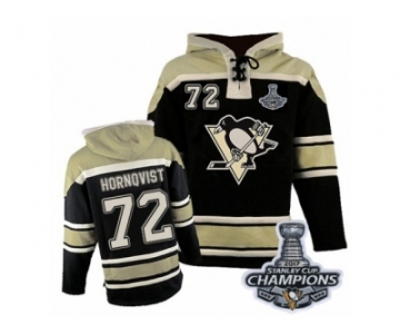 Men's Old Time Hockey Pittsburgh Penguins #72 Patric Hornqvist Premier Black Sawyer Hooded Sweatshirt 2017 Stanley Cup Champions