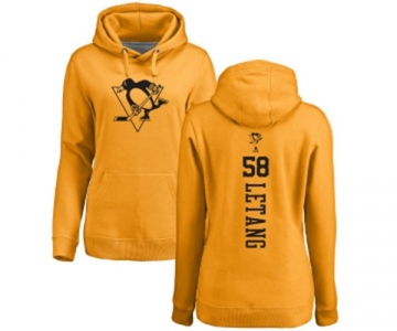 NHL Women Adidas Pittsburgh Penguins #58 Kris Letang Gold One Color Backer Pullover Hoodie