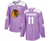 Adidas Chicago Blackhawks #11 Cody Franson Authentic Purple Fights Cancer Practice NHL Jersey