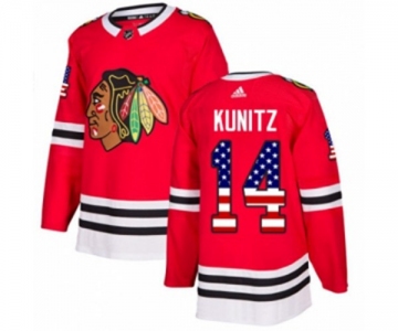 Adidas Chicago Blackhawks #14 Chris Kunitz Authentic Red USA Flag Fashion NHL Jersey