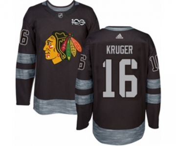 Adidas Chicago Blackhawks #16 Marcus Kruger Authentic Black 1917-2017 100th Anniversary NHL Jersey