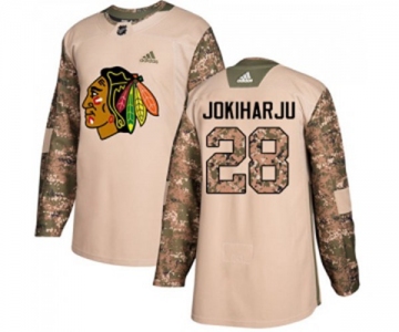 Adidas Chicago Blackhawks #28 Henri Jokiharju Authentic Camo Veterans Day Practice NHL Jersey