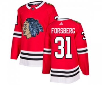 Adidas Chicago Blackhawks #31 Anton Forsberg Authentic Red Fashion Gold NHL Jersey