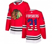 Adidas Chicago Blackhawks #31 Anton Forsberg Authentic Red USA Flag Fashion NHL Jersey