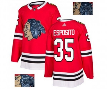 Adidas Chicago Blackhawks #35 Tony Esposito Authentic Red Fashion Gold NHL Jersey