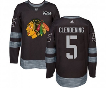 Adidas Chicago Blackhawks #5 Adam Clendening Authentic Black 1917-2017 100th Anniversary NHL Jersey