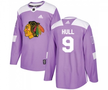Adidas Chicago Blackhawks #9 Bobby Hull Authentic Purple Fights Cancer Practice NHL Jersey