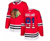 Adidas Chicago Blackhawks #91 Anthony Duclair Authentic Red USA Flag Fashion NHL Jersey