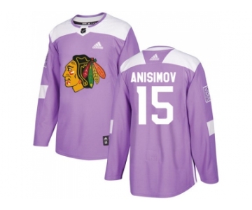 Men Adidas Chicago Blackhawks #15 Artem Anisimov Purple Authentic Fights Cancer Stitched NHL Jersey