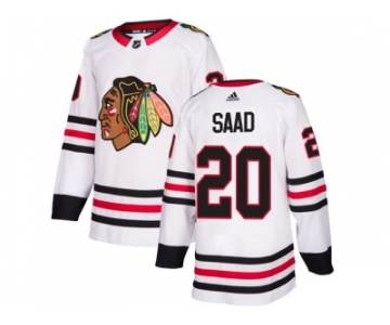 Men Adidas Chicago Blackhawks #20 Brandon Saad White Road Authentic Stitched NHL Jersey