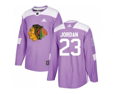 Men Adidas Chicago Blackhawks #23 Michael Jordan Purple Authentic Fights Cancer Stitched NHL Jersey