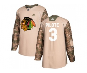 Men Adidas Chicago Blackhawks #3 Pierre Pilote Camo Authentic 2017 Veterans Day Stitched NHL Jersey
