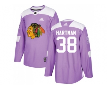 Men Adidas Chicago Blackhawks #38 Ryan Hartman Purple Authentic Fights Cancer Stitched NHL Jersey