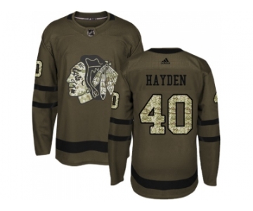 Men Adidas Chicago Blackhawks #40 John Hayden Green Salute to Service Stitched NHL Jersey