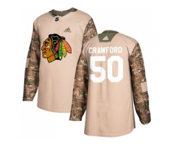 Men Adidas Chicago Blackhawks #50 Corey Crawford Camo Authentic 2017 Veterans Day Stitched NHL Jersey